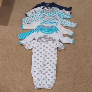 Baby Onesie Set with Animal Prints and Stripes